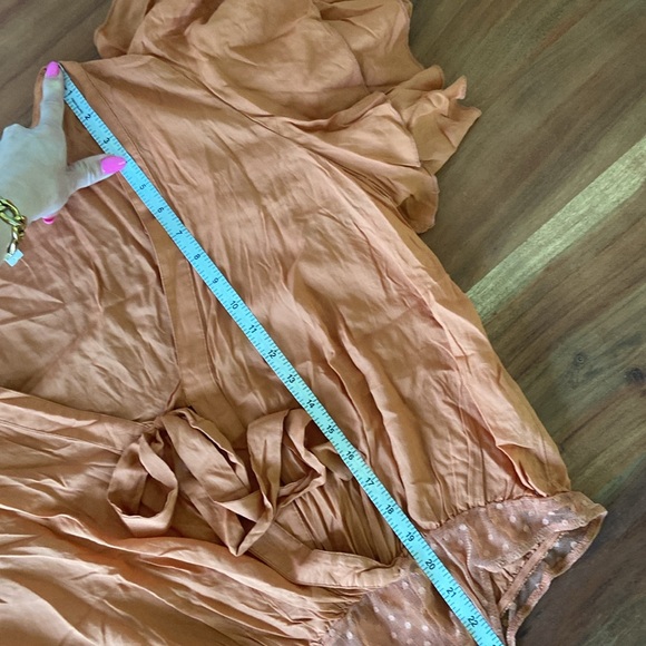 Free People Call Me Later bodysuit ruffle sleeves deep v copper flouncy medium - Picture 14 of 16